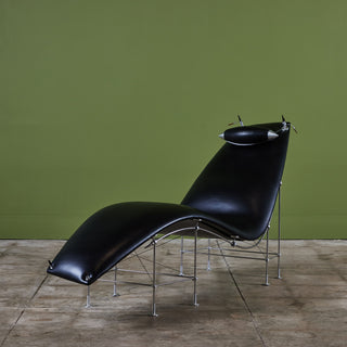 Peter Prasil Leather Chaise Lounge Chair