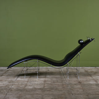 Peter Prasil Leather Chaise Lounge Chair