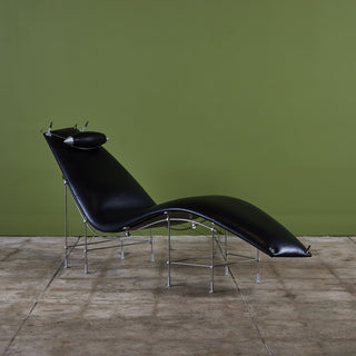 Peter Prasil Leather Chaise Lounge Chair