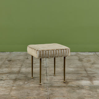 Upholstered Ottoman with Brass Legs