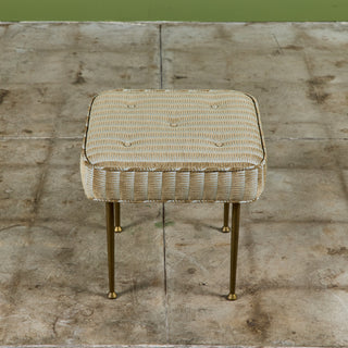 Upholstered Ottoman with Brass Legs