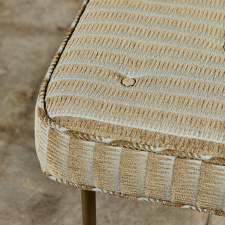 Upholstered Ottoman with Brass Legs