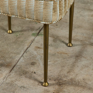 Upholstered Ottoman with Brass Legs