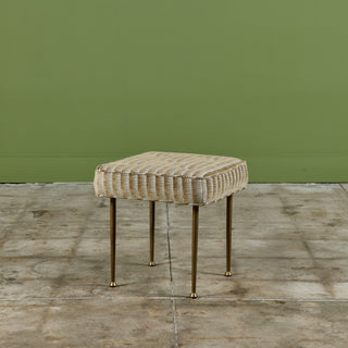 Upholstered Ottoman with Brass Legs