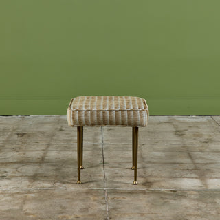 Upholstered Ottoman with Brass Legs