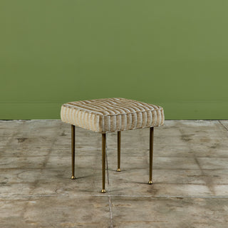 Upholstered Ottoman with Brass Legs