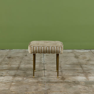 Upholstered Ottoman with Brass Legs