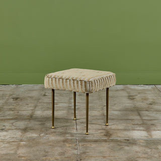 Upholstered Ottoman with Brass Legs