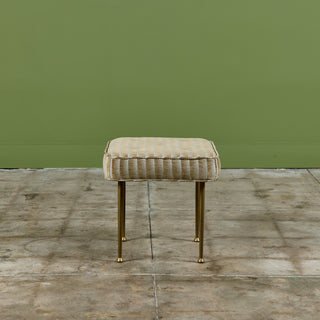 Upholstered Ottoman with Brass Legs