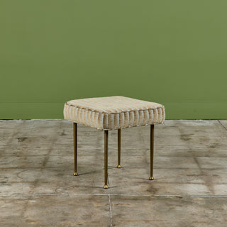 Upholstered Ottoman with Brass Legs