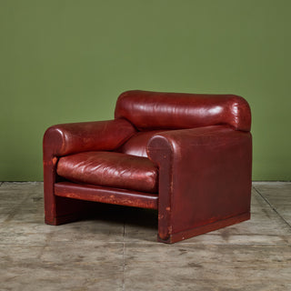 Poltrona Frau Red Leather Lounge Chair