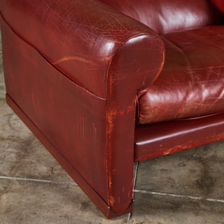 Poltrona Frau Red Leather Lounge Chair