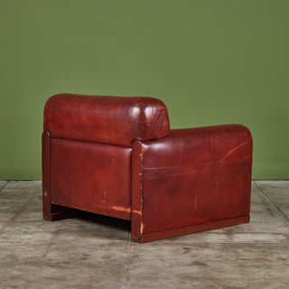 Poltrona Frau Red Leather Lounge Chair