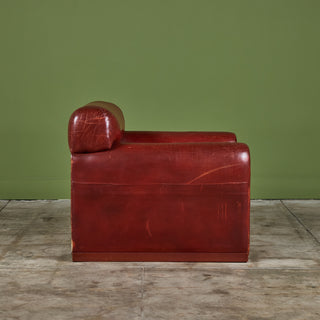 Poltrona Frau Red Leather Lounge Chair