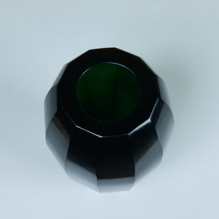 Robert Kuo Dark Green Round Facet Vase