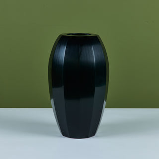 Robert Kuo Dark Green Round Facet Vase