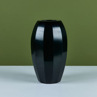 Robert Kuo Dark Green Round Facet Vase