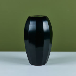 Robert Kuo Dark Green Round Facet Vase