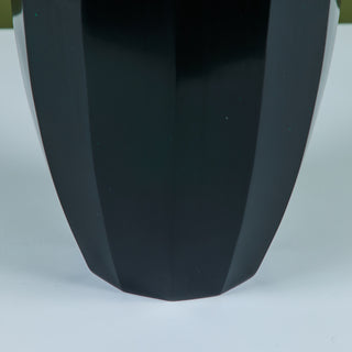 Robert Kuo Dark Green Round Facet Vase