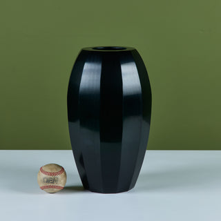 Robert Kuo Dark Green Round Facet Vase