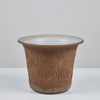 Robert Maxwell Incised Studio Pottery Planter with Flared Lip