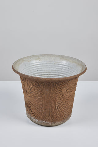 Robert Maxwell Incised Studio Pottery Planter with Flared Lip