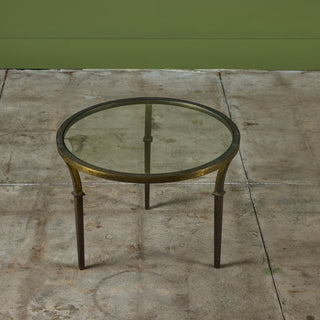 Round Brass Side Table in the Style of Maison Jansen