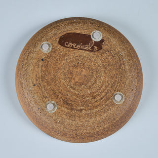 Glazed Stoneware Ashtray with Crushed Glass Rim