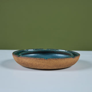 Glazed Stoneware Ashtray with Crushed Glass Rim