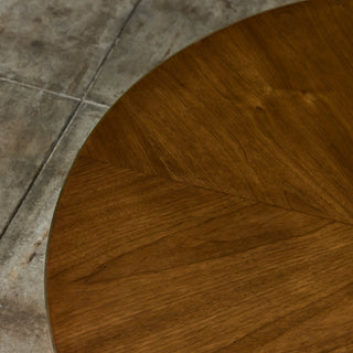 Round Walnut Coffee Table with Brass Detail