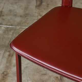 Set of Six DWR Allegro Red Leather Dining Chairs