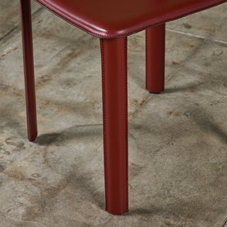 Set of Six DWR Allegro Red Leather Dining Chairs