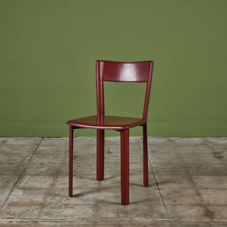 Set of Six DWR Allegro Red Leather Dining Chairs