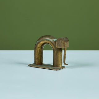 Single Brass Elephant Bookend by Walter von Nessen for Chase USA