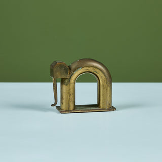 Single Brass Elephant Bookend by Walter von Nessen for Chase USA