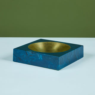 Aldo Tura Square Resin Ashtray with Brass Well