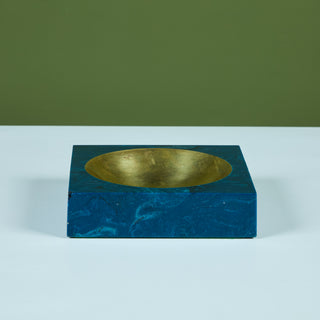 Aldo Tura Square Resin Ashtray with Brass Well