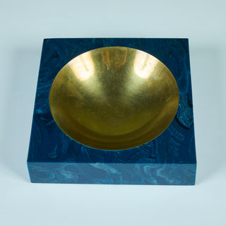 Aldo Tura Square Resin Ashtray with Brass Well