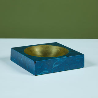 Aldo Tura Square Resin Ashtray with Brass Well