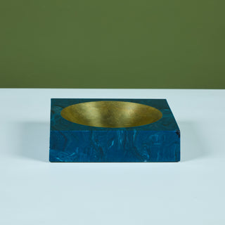 Aldo Tura Square Resin Ashtray with Brass Well