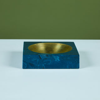 Aldo Tura Square Resin Ashtray with Brass Well