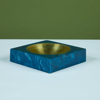 Aldo Tura Square Resin Ashtray with Brass Well