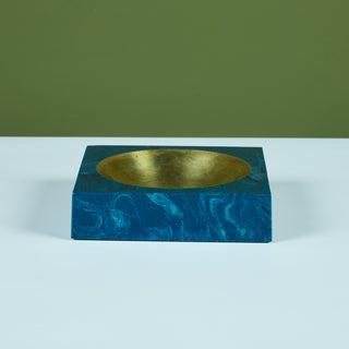 Aldo Tura Square Resin Ashtray with Brass Well