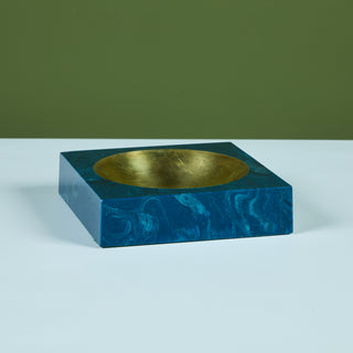 Aldo Tura Square Resin Ashtray with Brass Well