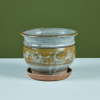 Glazed Stoneware Table Planter with Water Catch