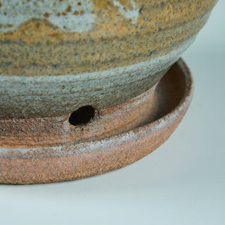 Glazed Stoneware Table Planter with Water Catch