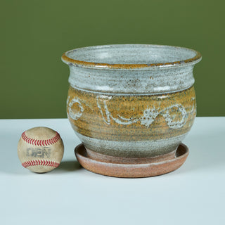 Glazed Stoneware Table Planter with Water Catch