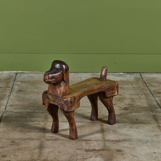 Stephen Huneck Carved Wooden Dog Footstool