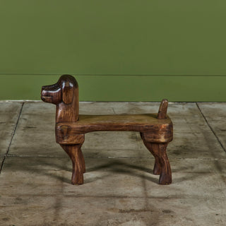 Stephen Huneck Carved Wooden Dog Footstool