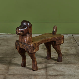 Stephen Huneck Carved Wooden Dog Footstool